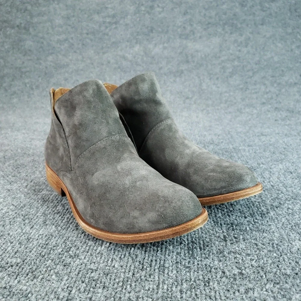 Kork-Ease Boots‎ Womens Size 8.5 Gray Suede Leather Ankle Booties Zipper